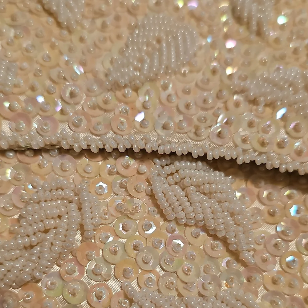 Chic Sequined Cream Clutch